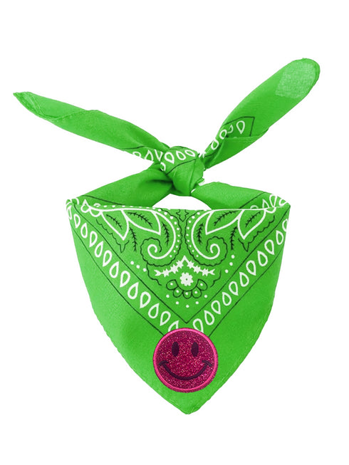 Scarf 3D Smiley Pink Glitter - Green