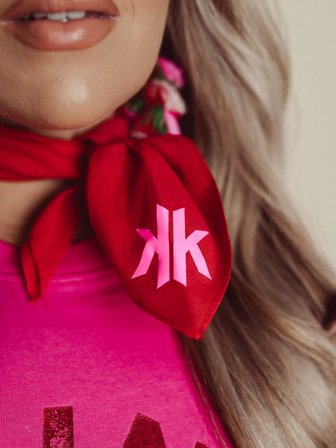 Scarf PBK Neon Pink Velvet - Red