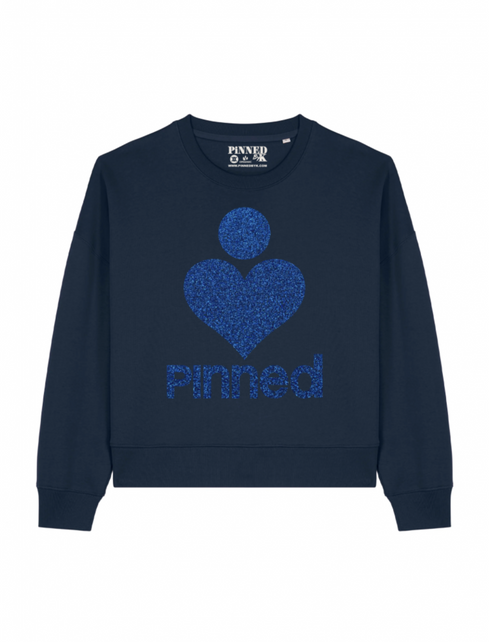 Curve Boxy Pullover PiNNED Blau Glitzer