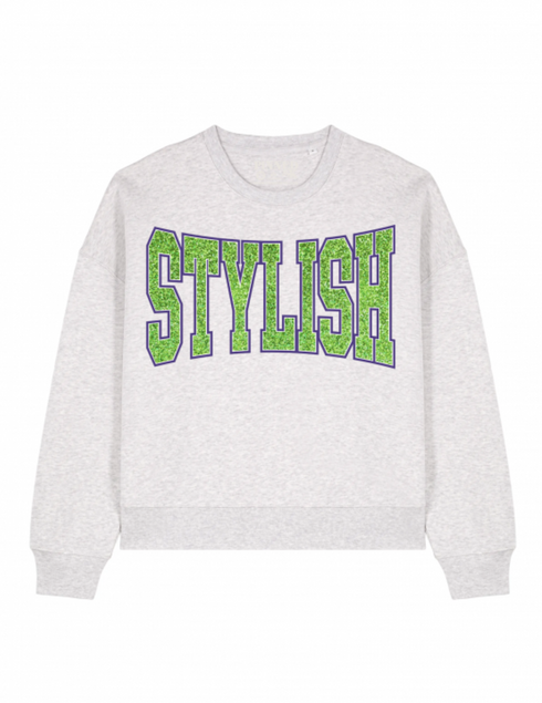 Boxy Sweater Stylish Green Glitter