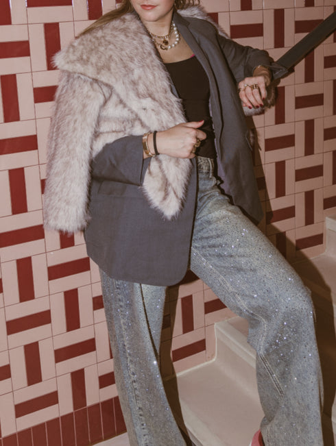 Jeans Wide Leg Jeans Glitter - Blue