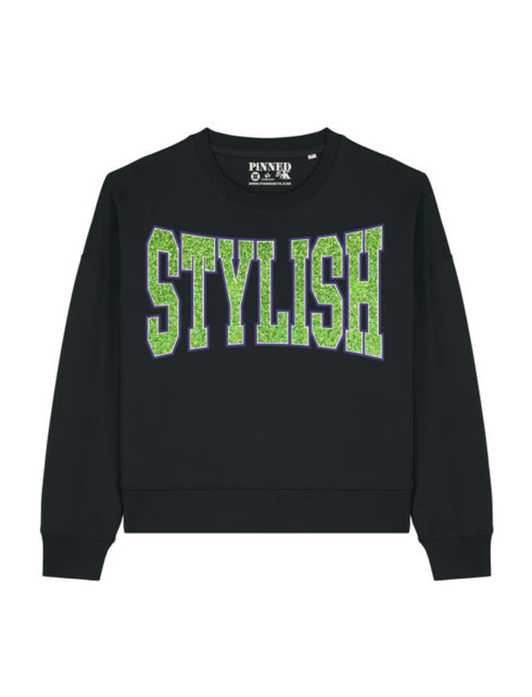 Boxy Sweater Stylish Green Glitter