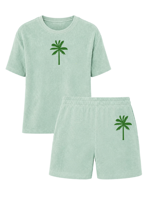 Set Badstof Palm Tree Green Velvet | NOTE: Levertijd 5-7 werkdagen