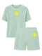 Set Frottee Palme Neon Gelb Samt