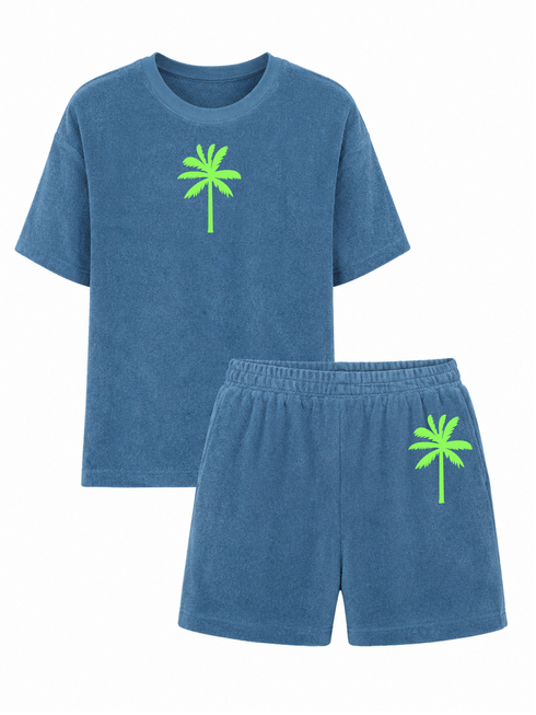 Palmtree Neongrünes Frottee-Set aus Samt | HINWEIS: Lieferzeit 5-7 Werktage
