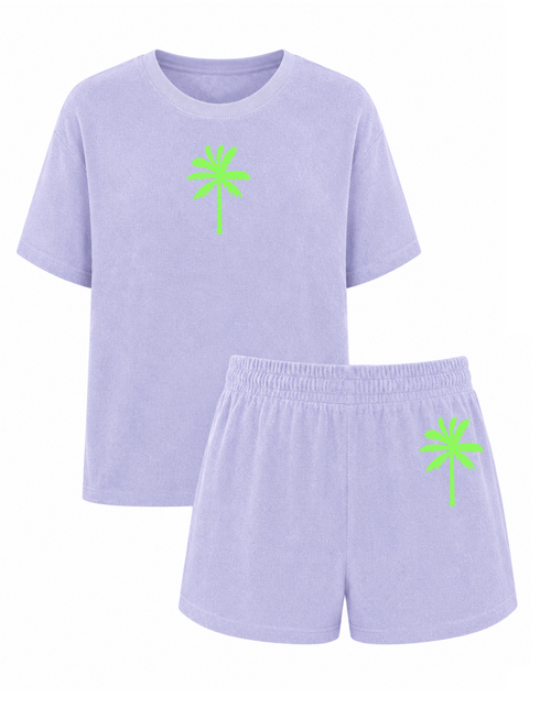 Set Badstof Palmtree Neon Green Velvet | NOTE: Levertijd 5-7 werkdagen