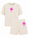Palmtree Neon Pink Samt-Frottee-Set | HINWEIS: Lieferzeit 5-7 Werktage
