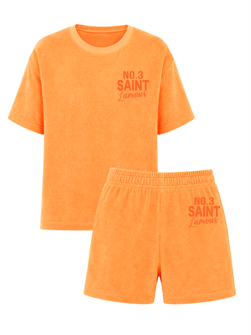 Set Badstof Saint L'amour Velvet Neon Orange | NOTE: Levertijd 5-7 werkdagen