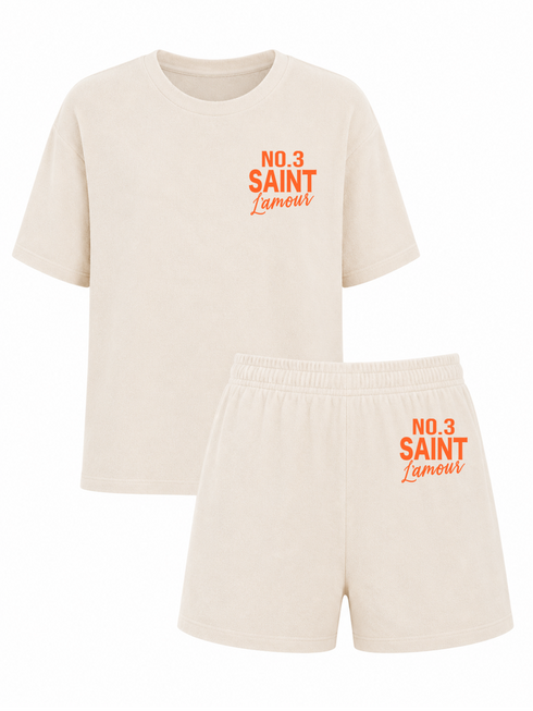 Set Badstof Saint L'amour Velvet Neon Orange | NOTE: Levertijd 5-7 werkdagen