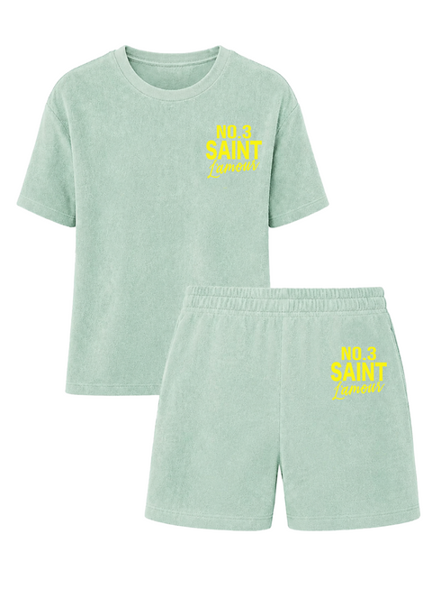 Set Badstof Saint L'amour Velvet Neon Yellow - Mint