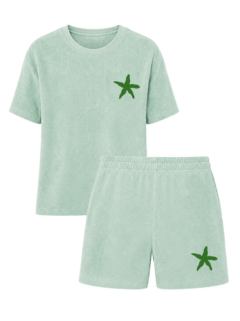 Set Badstof Starfish Green Velvet Mint