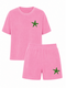Set Badstof Starfish Green Velvet Pink