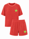 Set Badstof Starfish Neon Green Velvet Red.