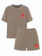 Set Badstof Starfish Neon Red Velvet Brown
