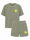 Set Badstof Starfish Neon Yellow Velvet Sage Green