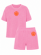Set Badstof Smiley Neon Orange Velvet | NOTE: Levertijd 5-7 werkdagen