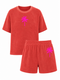 Set Badstof Palmtree Neon Pink Velvet | NOTE: Levertijd 5-7 werkdagen
