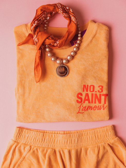 Set Badstof Saint L'amour Velvet Neon Orange | NOTE: Levertijd 5-7 werkdagen