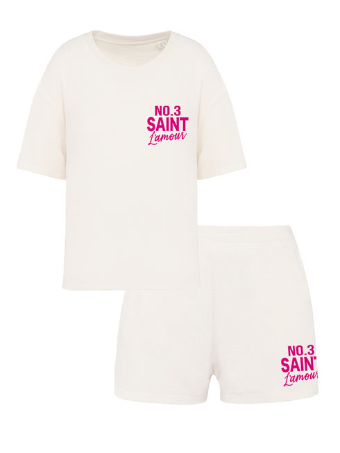 Set Badstof Saint L'amour Velvet Neon Pink - Offwhite