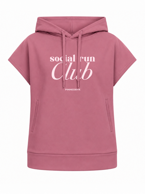 Sleeveless Hoodie Social Run Club Pink