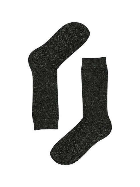 Socks Long Silver Glitter - Black