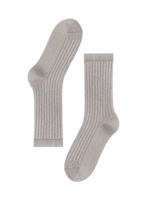 Socks Long Stripes Glitter - Light Grey