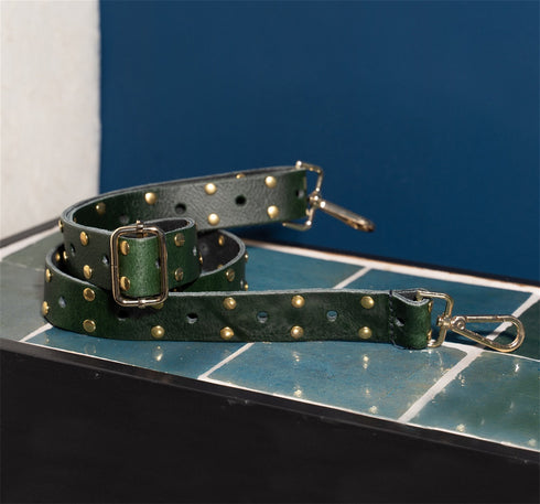 Strap Leather Gold Studs