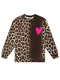 Sweater Leopard Heart Neon Pink Velvet