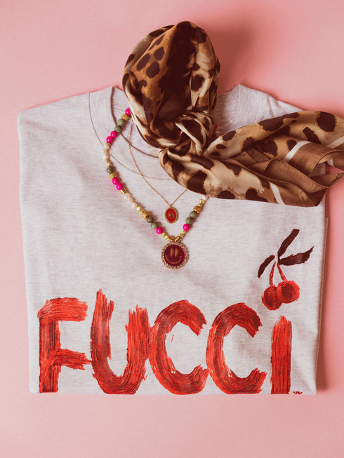 T-Shirt Fucci Cherry - Grau meliert