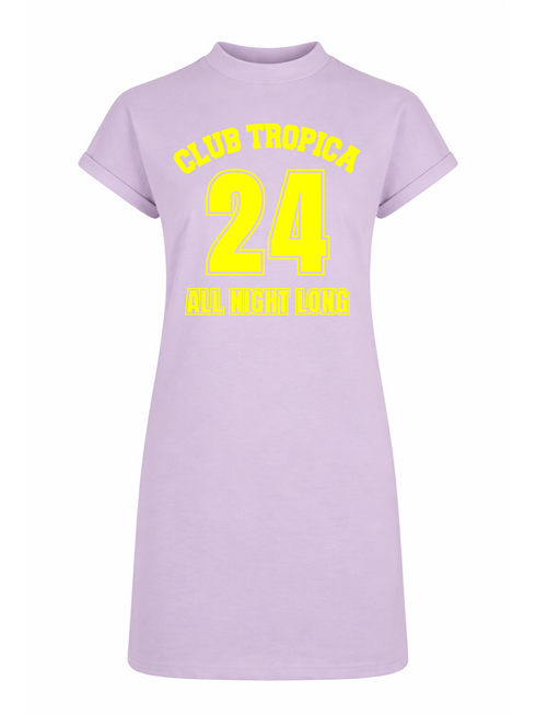 T-shirt Dress Short Club Tropica Neon Yellow