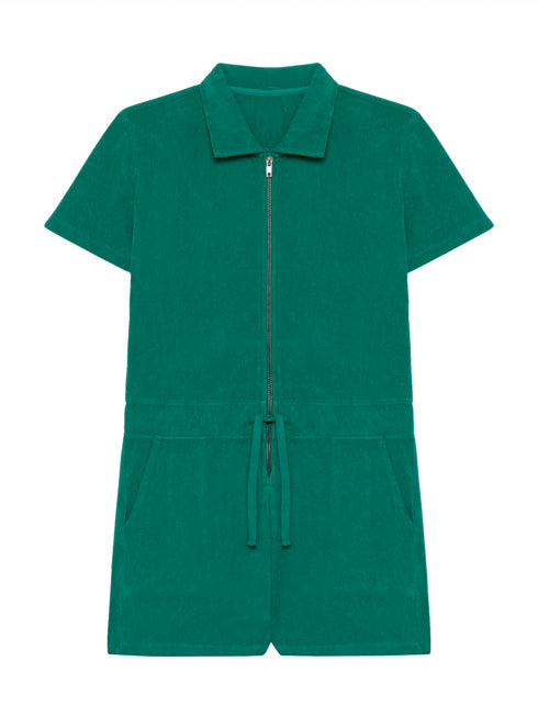 Frottee-Jumpsuit Basic - Grün