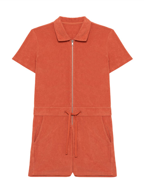 Frottee-Jumpsuit Basic - Rot