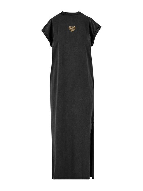 Kleid lang Leopard Heart - Black Washed