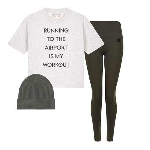 Boxy T-shirt Running To The Airport Olive Green