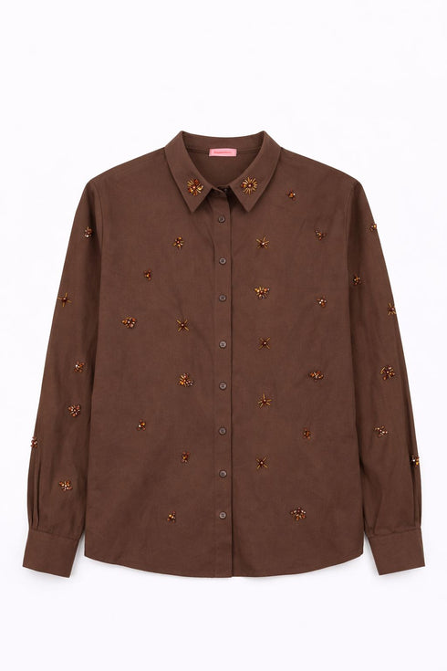 Blouse Strass Brown