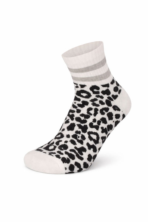 Sportive Short Socks Leopard White