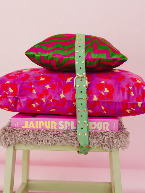 Belt Leather Long Gold Studs