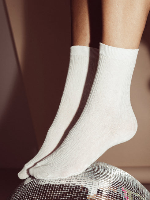 Socks Silver Glitter Stripes Femme - White