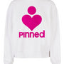 Limited Sweater Boxy PiNNED Neon Pink Velvet - White