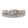 Leather Belt Silver Studs - White