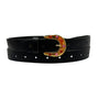 Leather Belt Multicolor Stones - Black